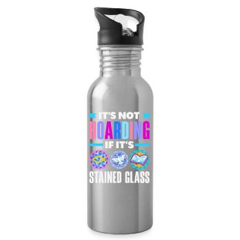 Stained Glass Art Stained Glass Artist - Water bottle with straw - silver - Right