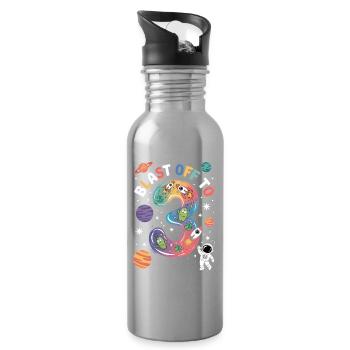 Departure into space 3rd birthday children's birthday party - Water bottle with straw - silver - Right