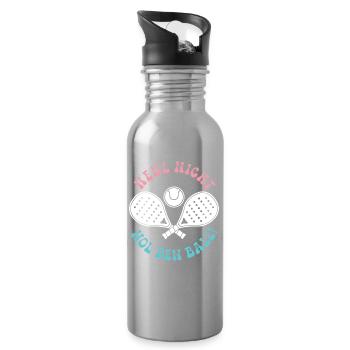 Padel game: DON'T CRY, GET THE BALL! Fun - Water bottle with straw - silver - Right