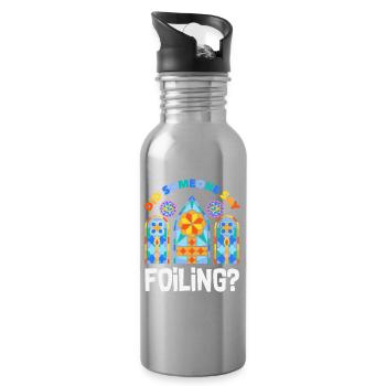 Stained Glass Art Stained Glass Artist - Water bottle with straw - silver - Right