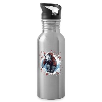 Nashorn Snowboard - Trinkflasche mit integriertem Trinkhalm - Lightsilver - Rechts