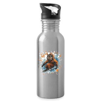 Wolf Snowboard - Water bottle with straw - silver - Right