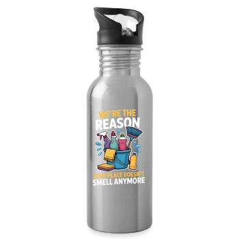 Reinigungskraft Spruch Lustiges Putzfrau Geschenk  - Trinkflasche mit integriertem Trinkhalm - Lightsilver - Rechts