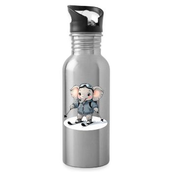 Skifahrender Elefant Hoodie - Trinkflasche mit integriertem Trinkhalm - Lightsilver - Rechts