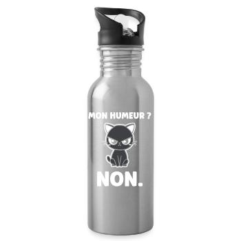 Chat grognon MON HUMEUR - Gourde avec paille intégrée - argent clair - Droite