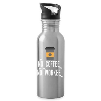 Kein Kaffee, kein Workee - Trinkflasche mit integriertem Trinkhalm - Lightsilver - Rechts