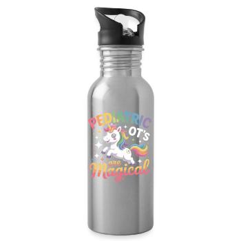 Pädiatrie Magisch Einhorn - Trinkflasche mit integriertem Trinkhalm - Lightsilver - Rechts