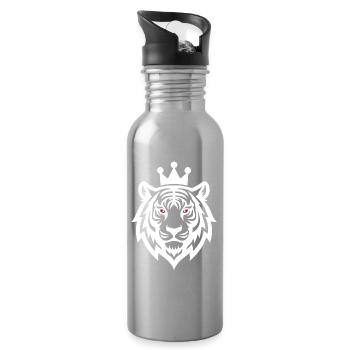Tigre avec la couronne Roi de la Nature - Gourde avec paille intégrée - argent clair - Droite