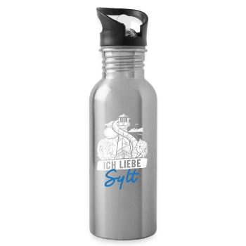 Vacances en mer du Nord J’ADORE SYLT Drôle - Gourde avec paille intégrée - argent clair - Droite