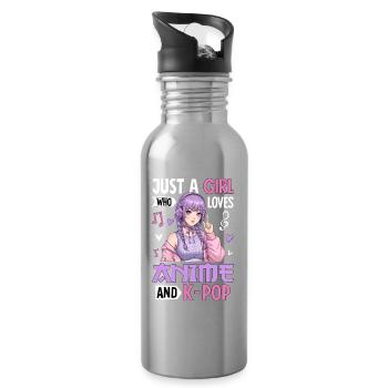 Just A Girl Who Loves Anime And K-Pop - Trinkflasche mit integriertem Trinkhalm - Lightsilver - Rechts