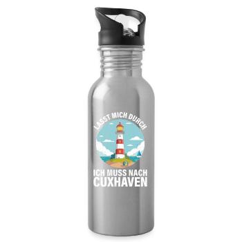 Nordsee Urlaub ICH MUSS NACH CUXHAVEN Lustiges - Trinkflasche mit integriertem Trinkhalm - Lightsilver - Rechts