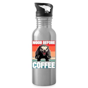 Honigdachs-Stimmung vor dem Kaffee - Trinkflasche mit integriertem Trinkhalm - Lightsilver - Rechts