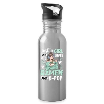 Just A Girl Who Loves Ramen And K-Pop - Trinkflasche mit integriertem Trinkhalm - Lightsilver - Rechts