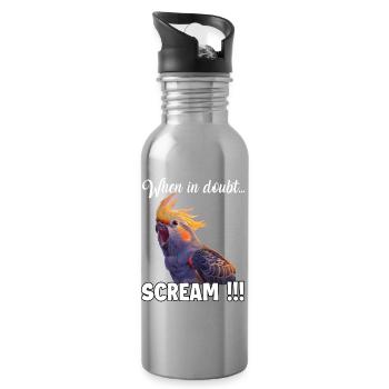 Cockatiel Meme T, funny screaming nymph - Water bottle with straw - silver - Right