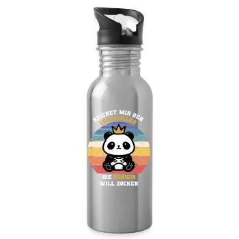 Königin will zocken - Trinkflasche mit integriertem Trinkhalm - Lightsilver - Rechts