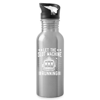 Casino Gambler Let The Machine Running Gambling - Trinkflasche mit integriertem Trinkhalm - Lightsilver - Rechts