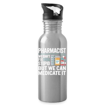 Pharma Humor Medicate It - Trinkflasche mit integriertem Trinkhalm - Lightsilver - Rechts