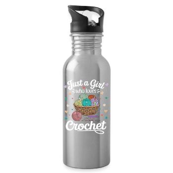 Colorful Crochet Hobby & Wool Lover - Water bottle with straw - silver - Right