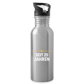 Wir seit 25 Jahren Liebe, minimalistisches Paar - Trinkflasche mit integriertem Trinkhalm - Lightsilver - Rechts