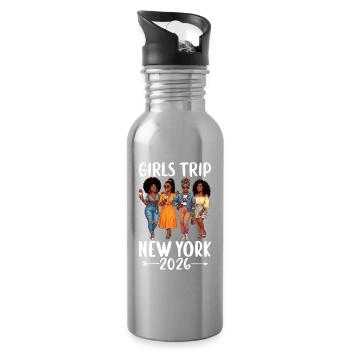New York Girls Trip 2026 - Water bottle with straw - silver - Right