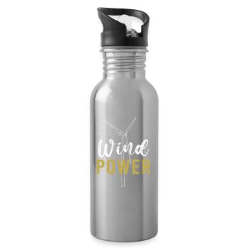 Wind turbine, wind energy, wind power - Water bottle with straw - silver - Right