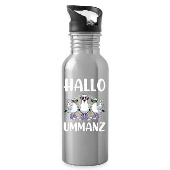 Ostsee Insel UMMANZ HALLO UMMANZ Lustiges - Trinkflasche mit integriertem Trinkhalm - Lightsilver - Rechts