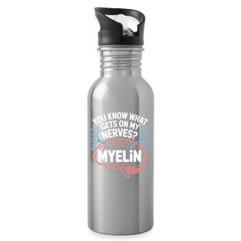 Myelin Witz Hirnhumor - Trinkflasche mit integriertem Trinkhalm - Lightsilver - Rechts