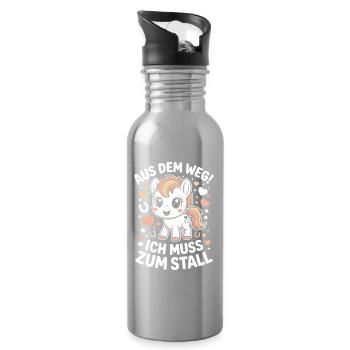 Riding out of the way to the stable horse girl horses - Water bottle with straw - silver - Right