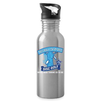 Bäume lieben meine Disc-Golf-Würfe wirklich - Trinkflasche mit integriertem Trinkhalm - Lightsilver - Rechts
