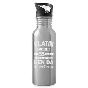 55 Years Relationship Anniversary Wedding Anniversary - Water bottle with straw - silver - Right