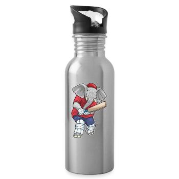 Elefant Cricket Cricketschläger Sport - Trinkflasche mit integriertem Trinkhalm - Lightsilver - Rechts