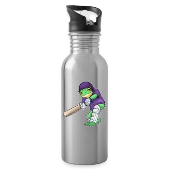 Frosch Cricket Cricketschläger Sport - Trinkflasche mit integriertem Trinkhalm - Lightsilver - Rechts