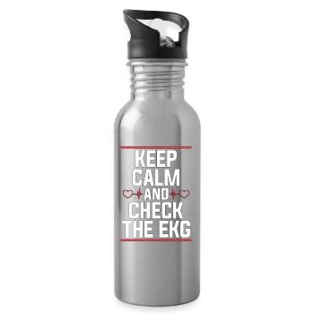 Cardiac Tech Keep Calm And Check The Cath Lab - Trinkflasche mit integriertem Trinkhalm - Lightsilver - Rechts