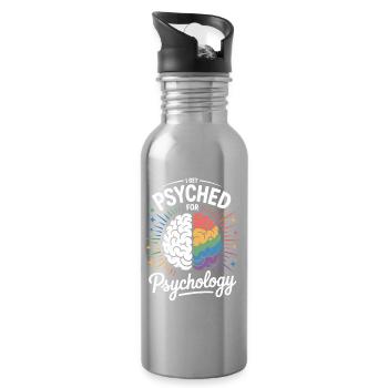 Psychedelische Psychologie Gehirn - Trinkflasche mit integriertem Trinkhalm - Lightsilver - Rechts