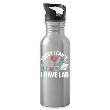 Sorry, ich hab Labor - Trinkflasche mit integriertem Trinkhalm - Lightsilver - Rechts