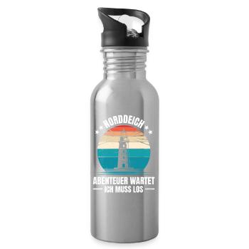 North Sea Holidays NORDDEICH ADVENTURE AWAITS - Water bottle with straw - silver - Right