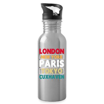 North Sea LONDON NEW YORK PARIS TOKYO CUXHAVEN - Water bottle with straw - silver - Right