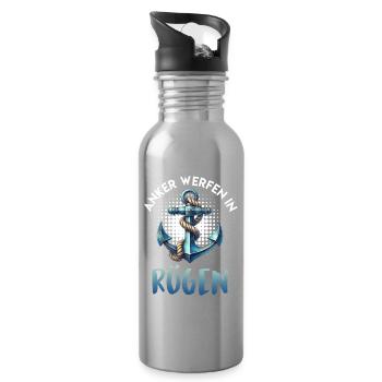 Baltic Sea Holiday DROP ANCHOR IN RÜGEN Funny - Water bottle with straw - silver - Right