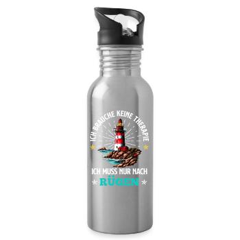 Ostsee BRAUCH KEINE THERAPIE BRAUCH NUR RÜGEN - Trinkflasche mit integriertem Trinkhalm - Lightsilver - Rechts