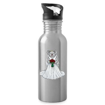 Koala Bridal Roses Wedding - Water bottle with straw - silver - Right