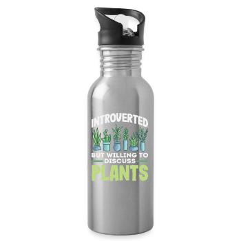 Introvert Discuss Plants - Water bottle with straw - silver - Right