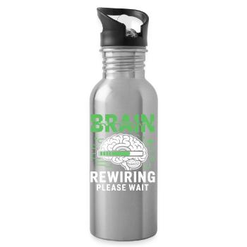 Gehirn-Neustart Bitte Warten - Trinkflasche mit integriertem Trinkhalm - Lightsilver - Rechts