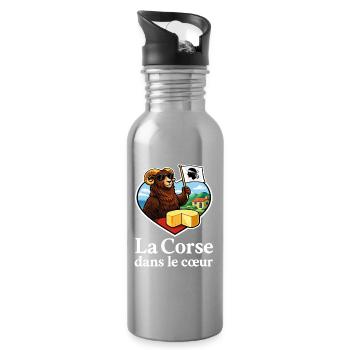 Corsica in the Heart Mouflon Cheese - Water bottle with straw - silver - Right
