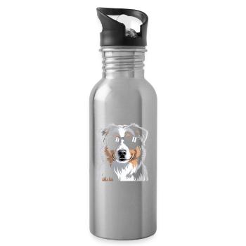 Australian Shepherd - Trinkflasche mit integriertem Trinkhalm - Lightsilver - Rechts