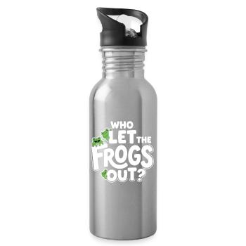 Who Let the Frogs Out? - Lustiges Frosch - Trinkflasche mit integriertem Trinkhalm - Lightsilver - Rechts