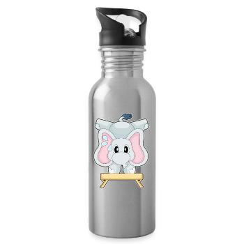 Elephant Workout Gymnastics Fitness - Water bottle with straw - silver - Right