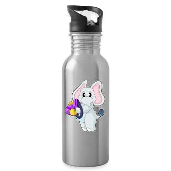 Elefant Schüler Rucksack Schule - Trinkflasche mit integriertem Trinkhalm - Lightsilver - Rechts
