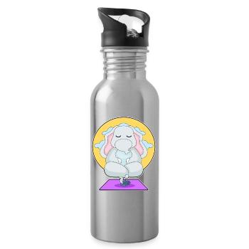 Elephant Yoga Fitness Meditation - Water bottle with straw - silver - Right