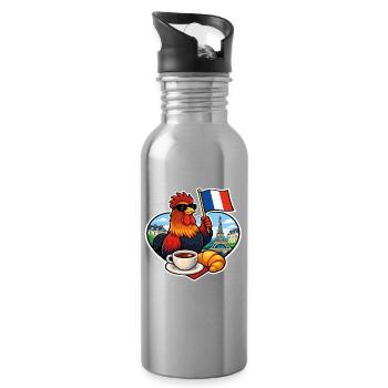 Frankreich – French Rooster Café Paris Tour Eiffel - Trinkflasche mit integriertem Trinkhalm - Lightsilver - Rechts