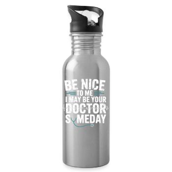 Sois gentil avec moi, je vais devenir médecin - Gourde avec paille intégrée - argent clair - Droite